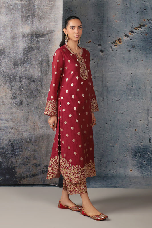 Mehrang Maroon Farshi Kurta Set