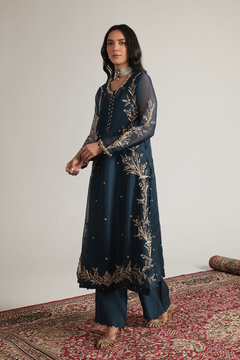 Zar:Rang Blue Light Phool Patti Kurta Set