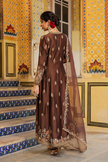 Ahista Brown Jacket Anarkali Set