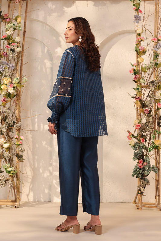 Vaayu Dark Blue V Neck Co ord Set