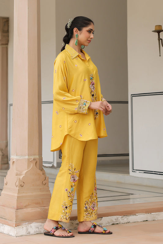 Gulzar Yellow Collar Co-ord Set