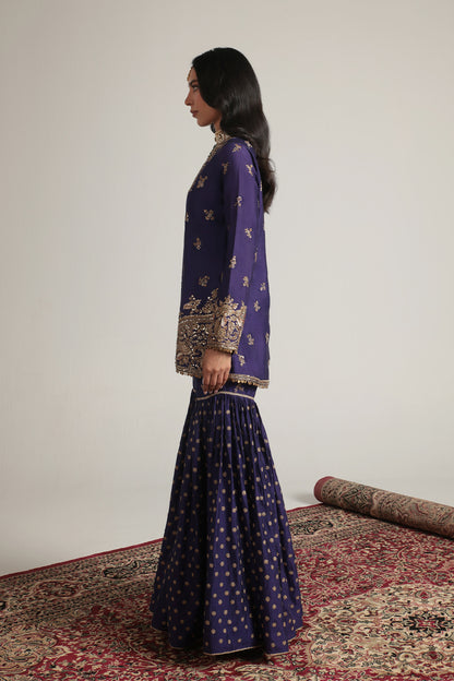 Zar:Rang Purple Buti Sharara Set