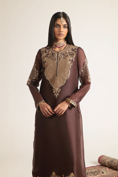 Zar:Rang Brown Straight Kurta Set