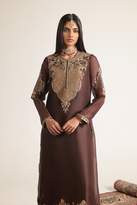 Zar:Rang Brown Straight Kurta Set