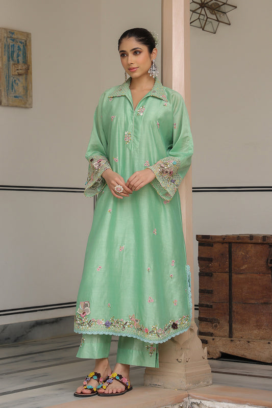 Gulzar Green Collar Kurta Set