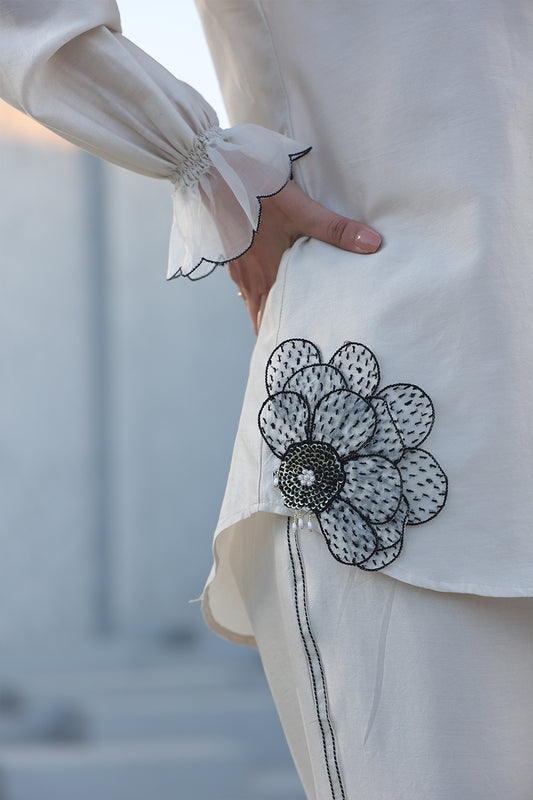 Ivory Applique Rose Shirt