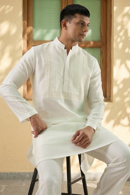 Vaayu Ivory Pintuck Kurta Set