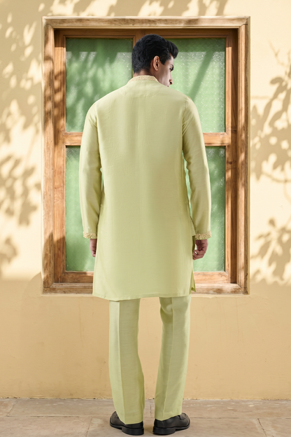 Vaayu Green Pintuck Embroidered Kurta Set