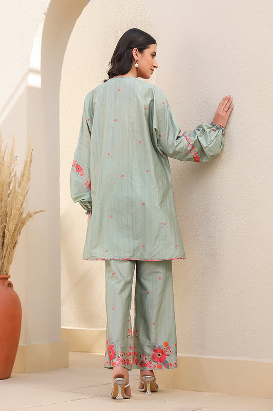 Green Bahar Heavy Hem Co-ord Set