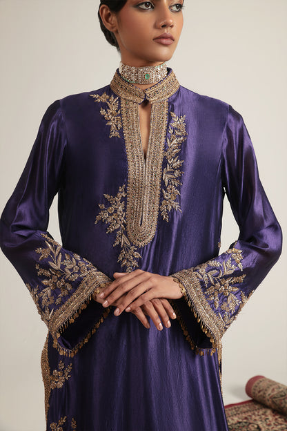Zar:Rang Purple Jaal Kurta Set