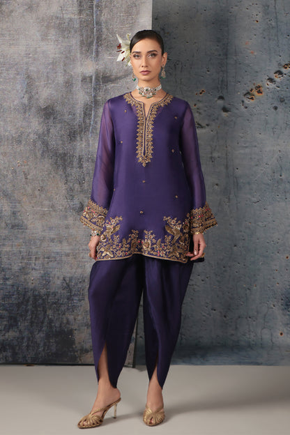 Zar:Rang Purple Heavy Short Kurta Set