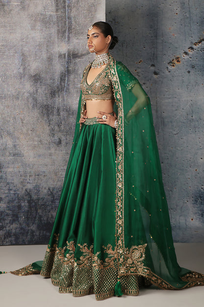Zar:Rang Green Zardosi Lehenga Set