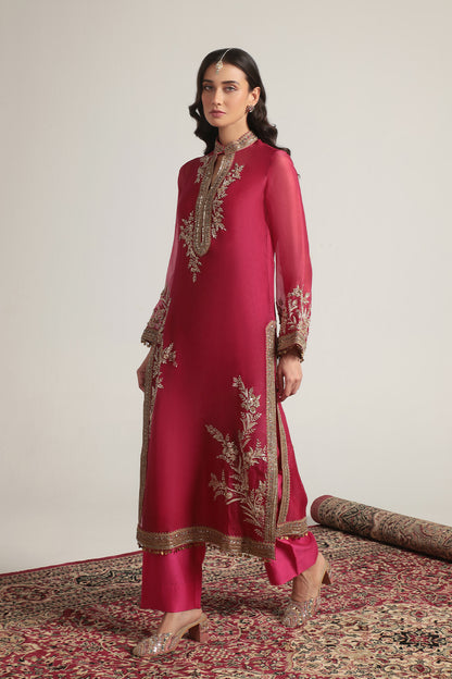 Zar:Rang Pink Jaal Kurta Set