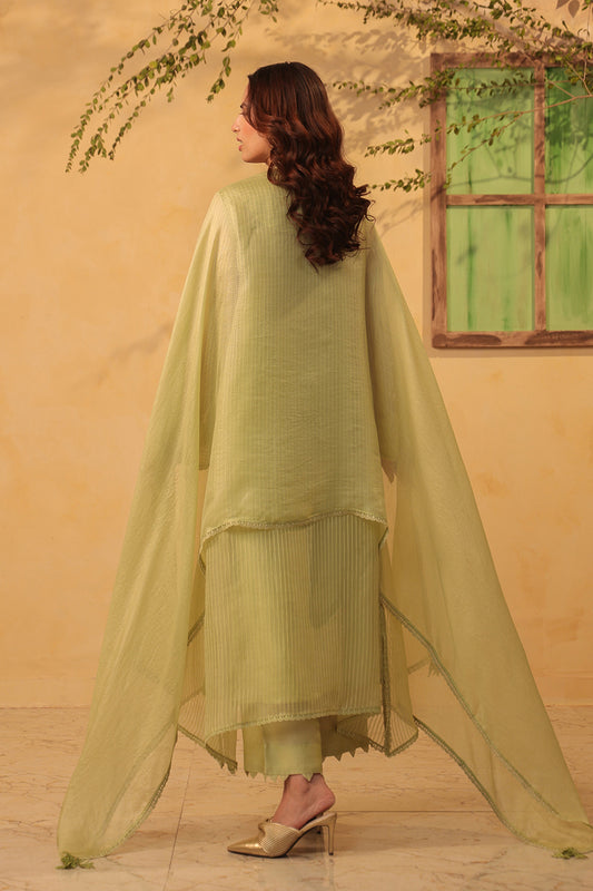 Vaayu Green  Applique Yoke Kurta Set