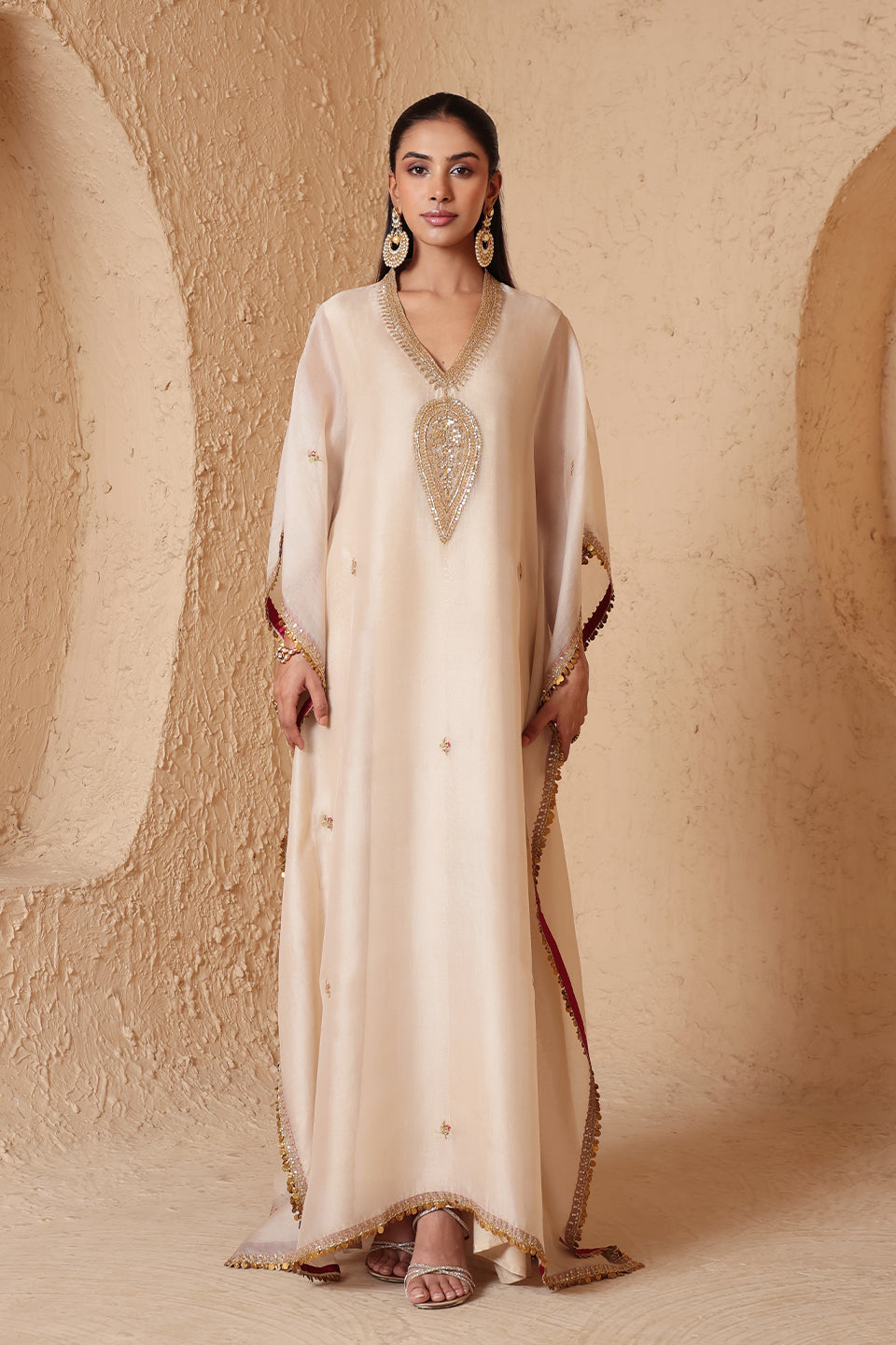 Mehrang Ivory Kaftan Set