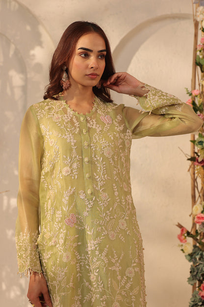 Vaayu Green Heavy Jaal Kurta Set