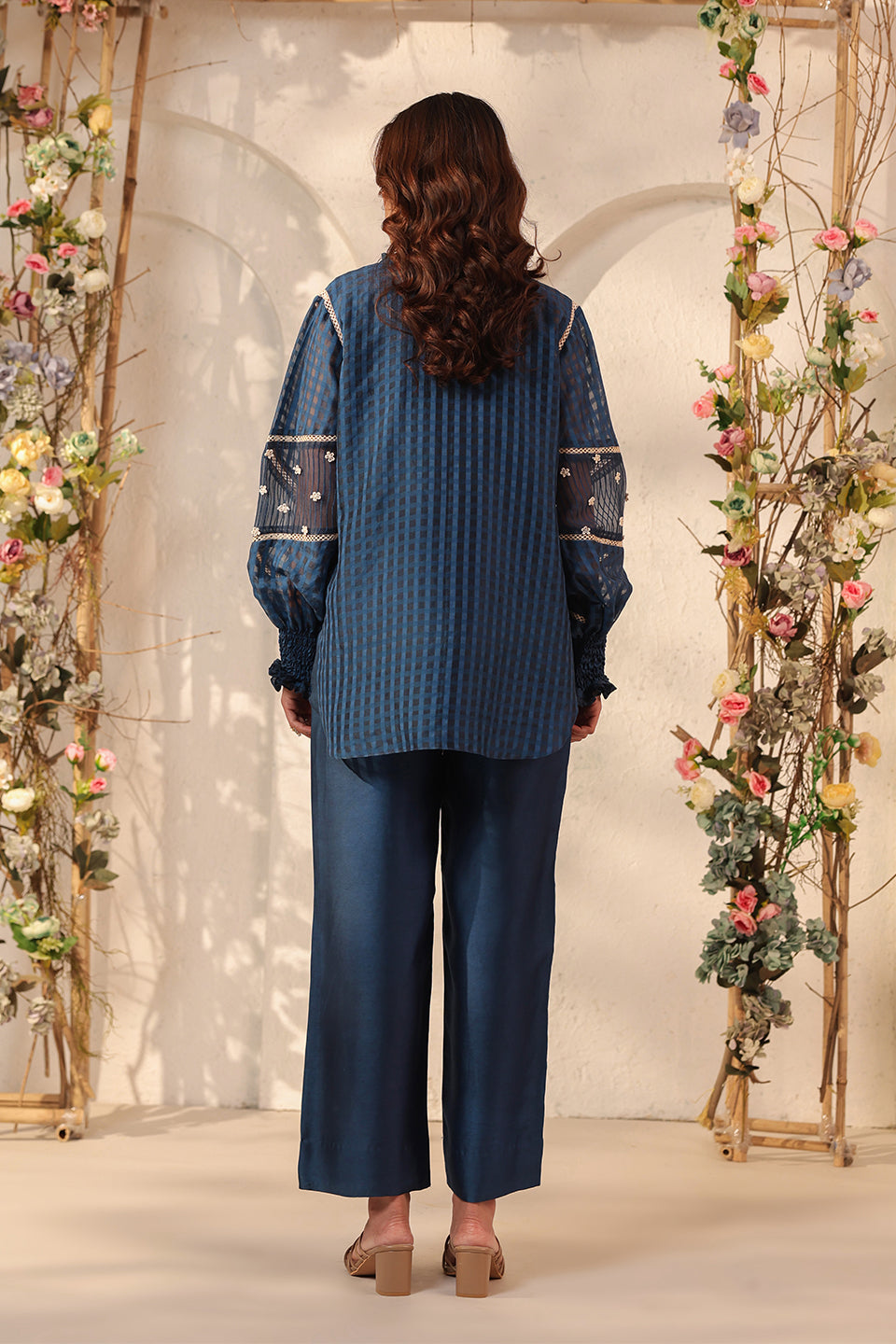 Vaayu Dark Blue V Neck Co ord Set