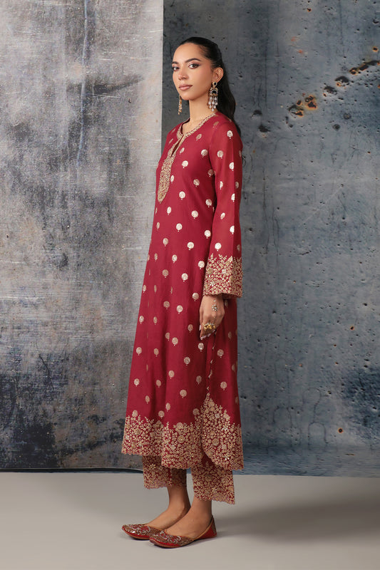 Mehrang Maroon Farshi Kurta Set