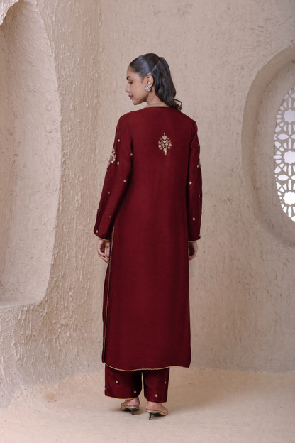 Rangrez  Maroon Frockstyle Kurta Set