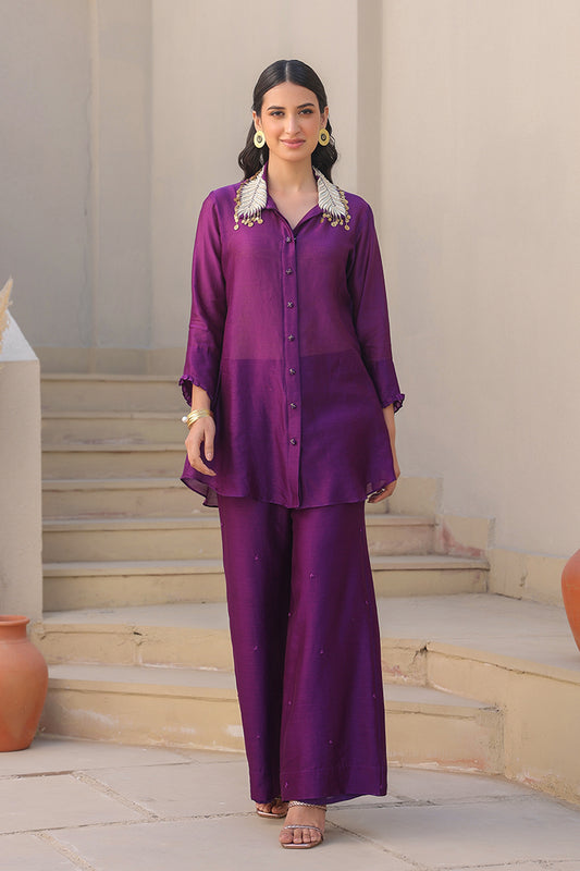 Purple Zardosi Pankh Co-ord Set