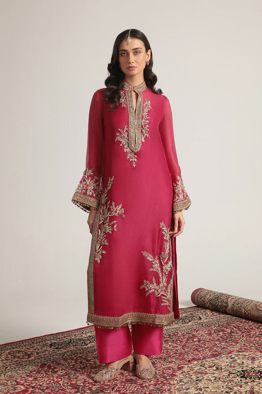 Zar:Rang Pink Jaal Kurta Set