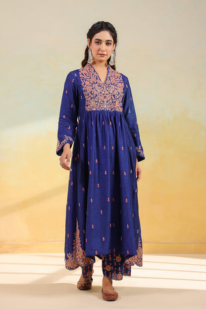 Electric Blue Kairi Buta Jaal Frockstyle