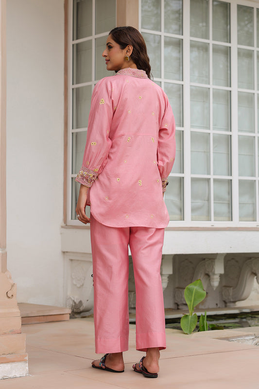 Gulzar Pink Collar Co-ord Set