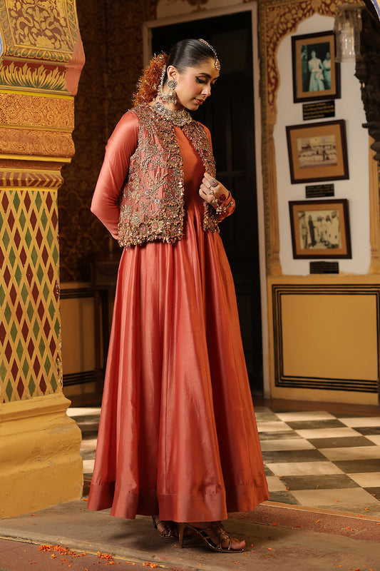 Ahista Rose Pink Jacket Kalidaar Set