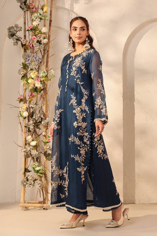 Vaayu Dark Blue Jaal Straight kurta Set