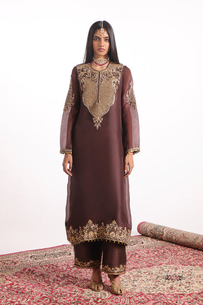 Zar:Rang Brown Straight Kurta Set
