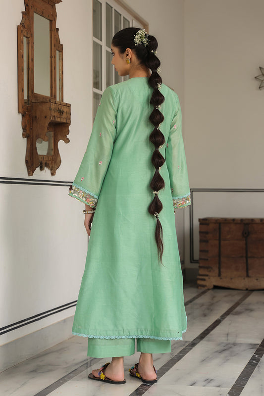Gulzar Green Choker Neck Kurta Set