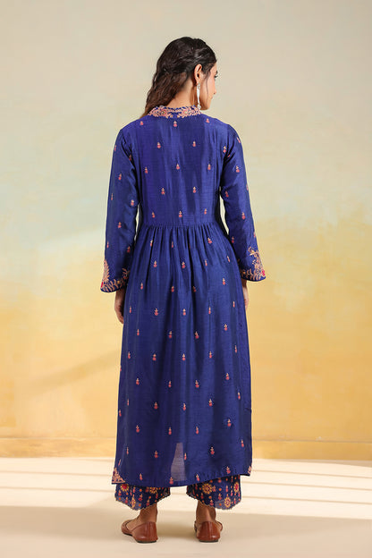 Electric Blue Kairi Buta Jaal Frockstyle