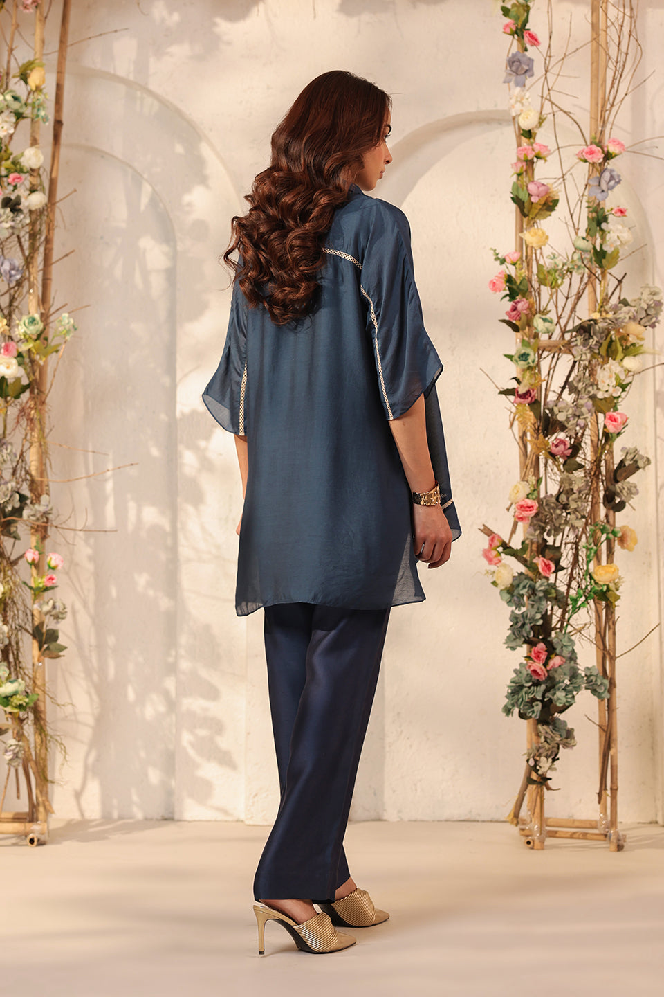 Vaayu Dark Blue Collar Co-ord Set