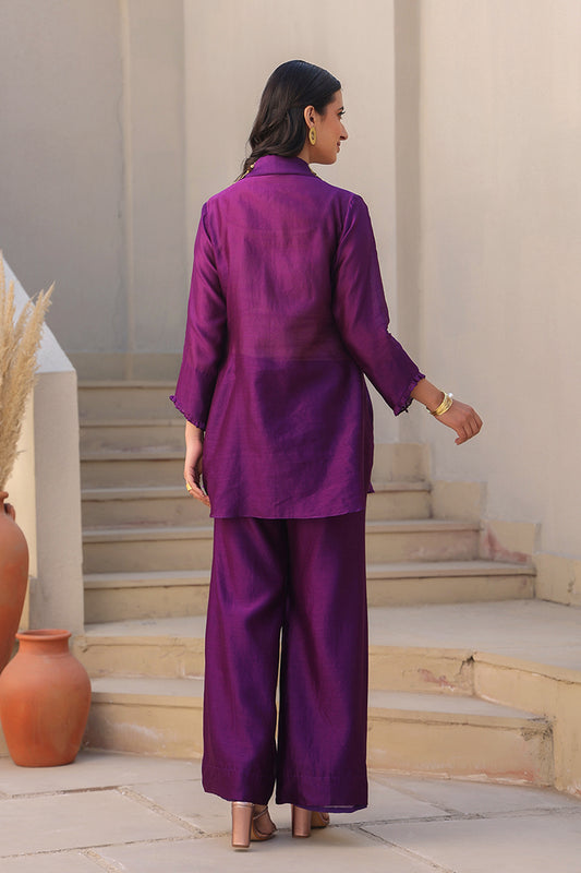 Purple Zardosi Pankh Co-ord Set