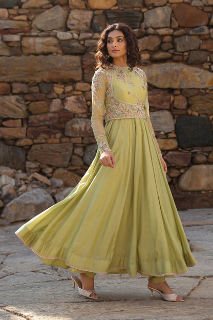 Vaayu Green Koti Anarkali Set