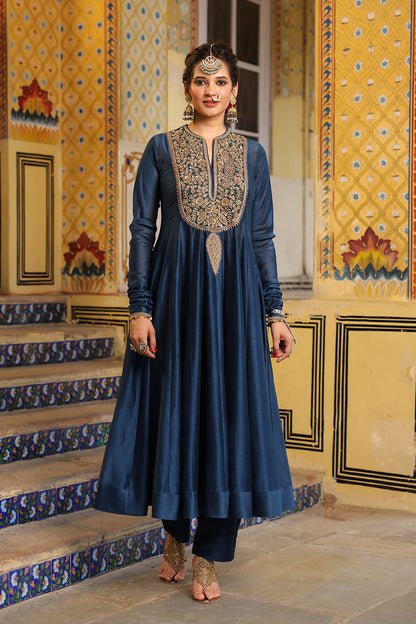 Ahista Blue Kalidaar Set