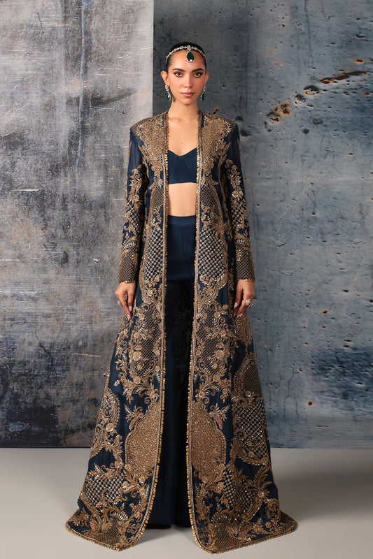 Zar:Rang Blue Long Jacket Set