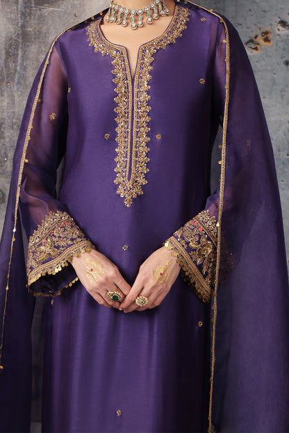 Zar:Rang Purple Straight Long Kurta Set