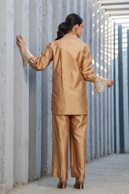 Beige Dori Paisley Gathered Co-ord Set