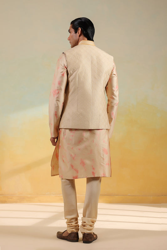 Pink Shibori Quilted Bandi Kurta Set