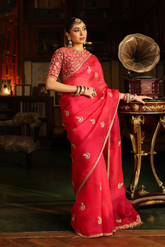 Ahista Dark Pink Gota Patti Saree Set