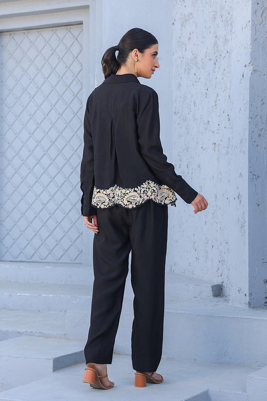 Black Dori Paisley Heavy Hem Co-ord Set