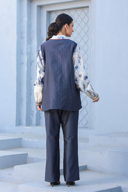Grey Shibori Rose Tie-Up Co-ord Set