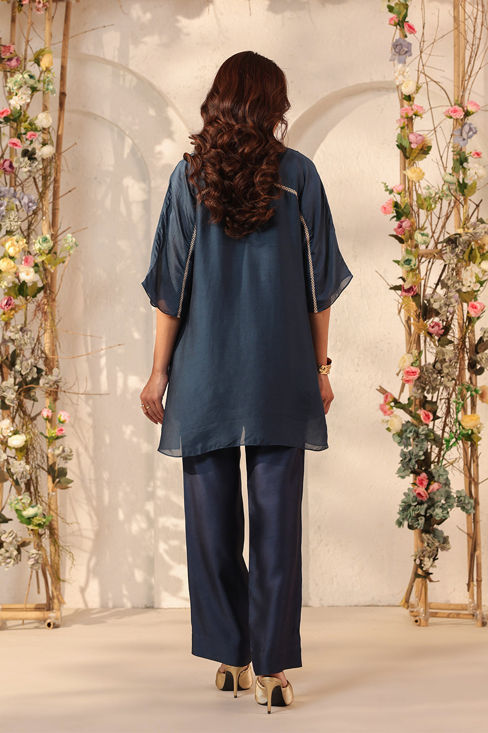 Vaayu Dark Blue Collar Co-ord Set
