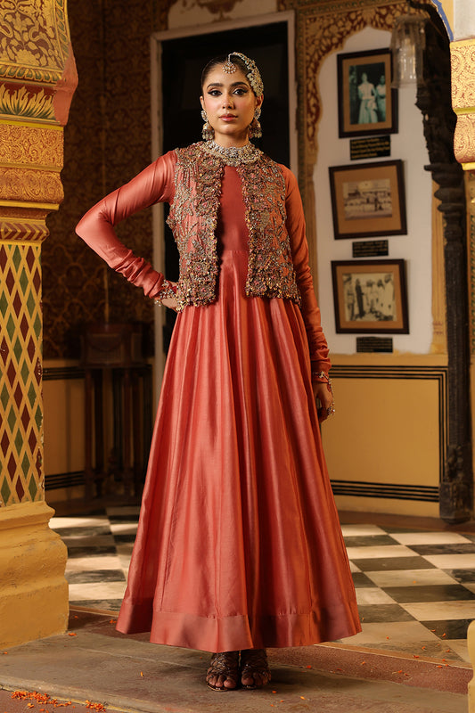 Ahista Rose Pink Jacket Kalidaar Set