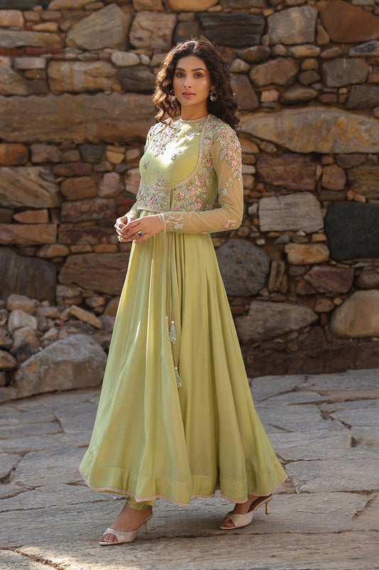 Vaayu Green Koti Anarkali Set