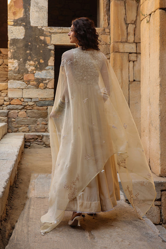 Vaayu Ivory Sleeveless Kalidar Set