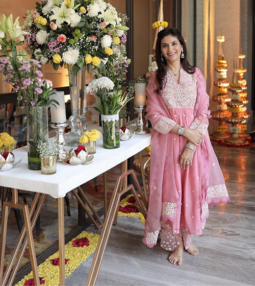 Pink Dori Paisley Frock Style Kurta Set
