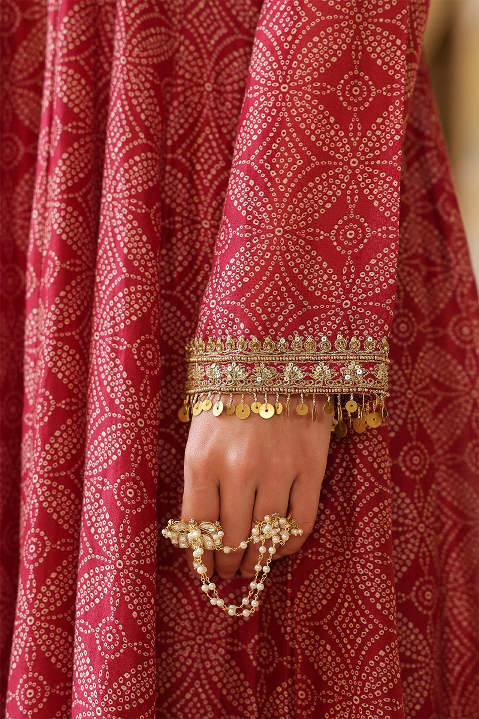 Ahista Maroon Printed Kalidar Set