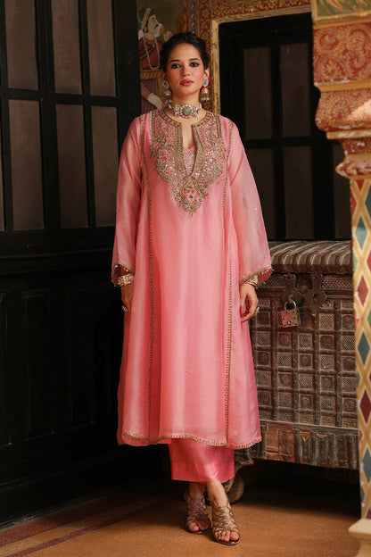 Ahista Pink Pakhi Yoke Pheran Long Kurta Set